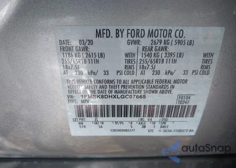 2020 Ford Explorer Xlt from USA, damaged, VIN 1FMSK8DHXLGC07665